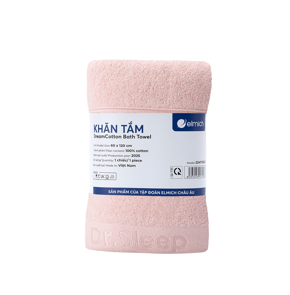 Khăn Tắm 100% Cotton Cao Cấp Elmich Dr.Sleep – Hồng Pastel