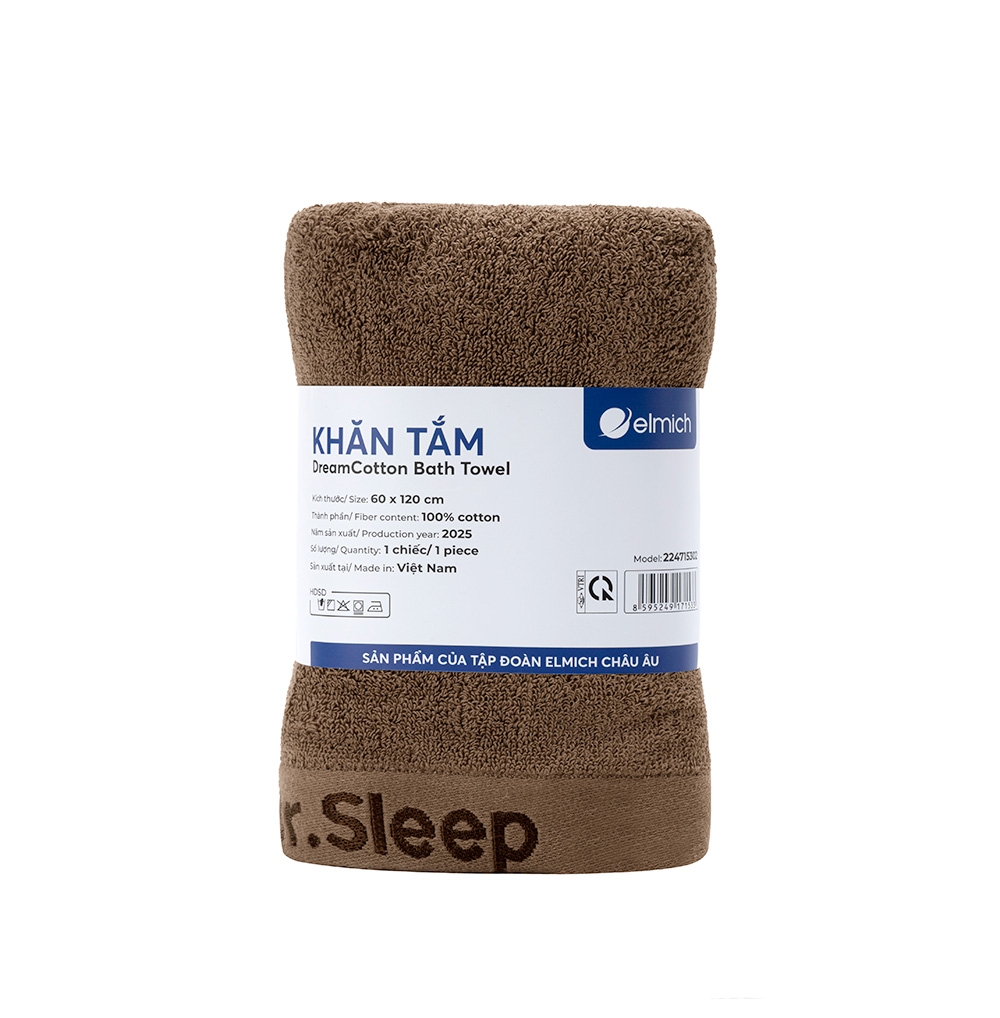 Khăn Tắm 100% Cotton Cao Cấp Elmich Dr.Sleep – Nâu