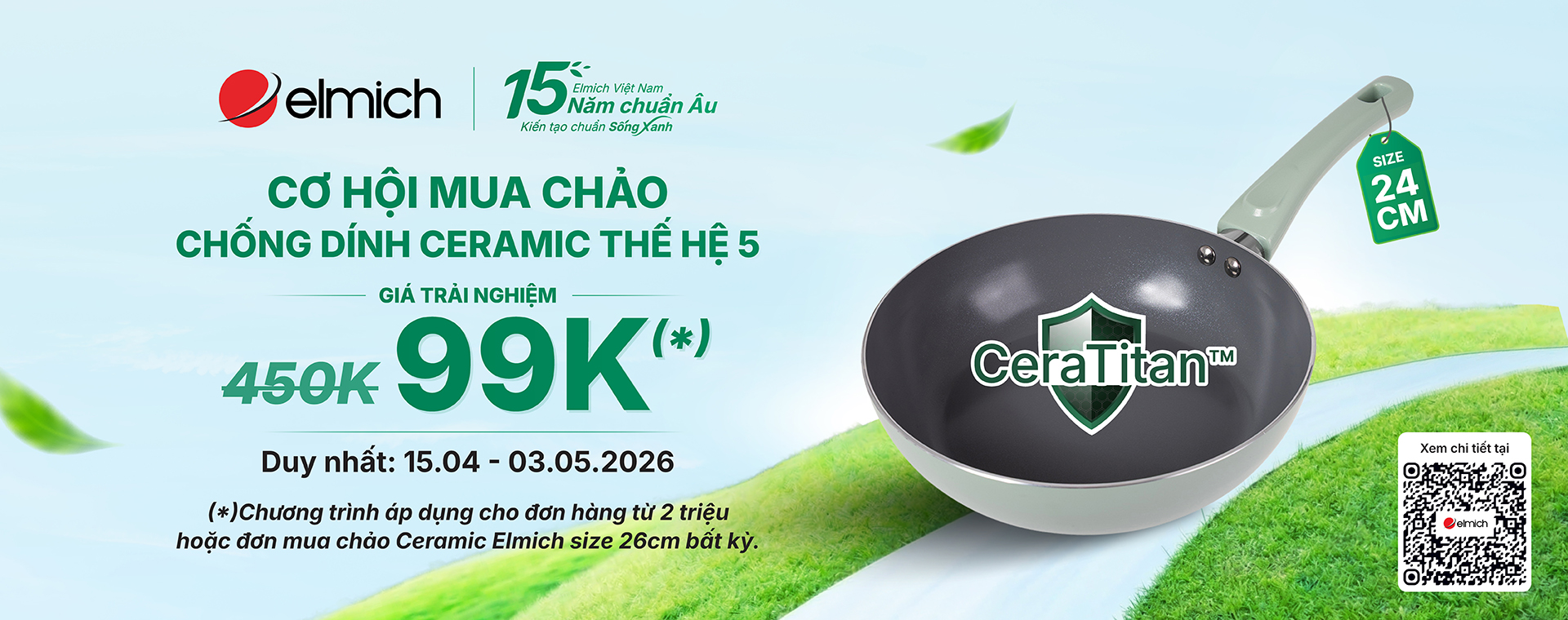 SỞ HỮU NGAY CHẢO CHỐNG DÍNH ELMICH CERAMIC CERATITAN! GIÁ TRẢI NGHIỆM CHỈ 99.000Đ!